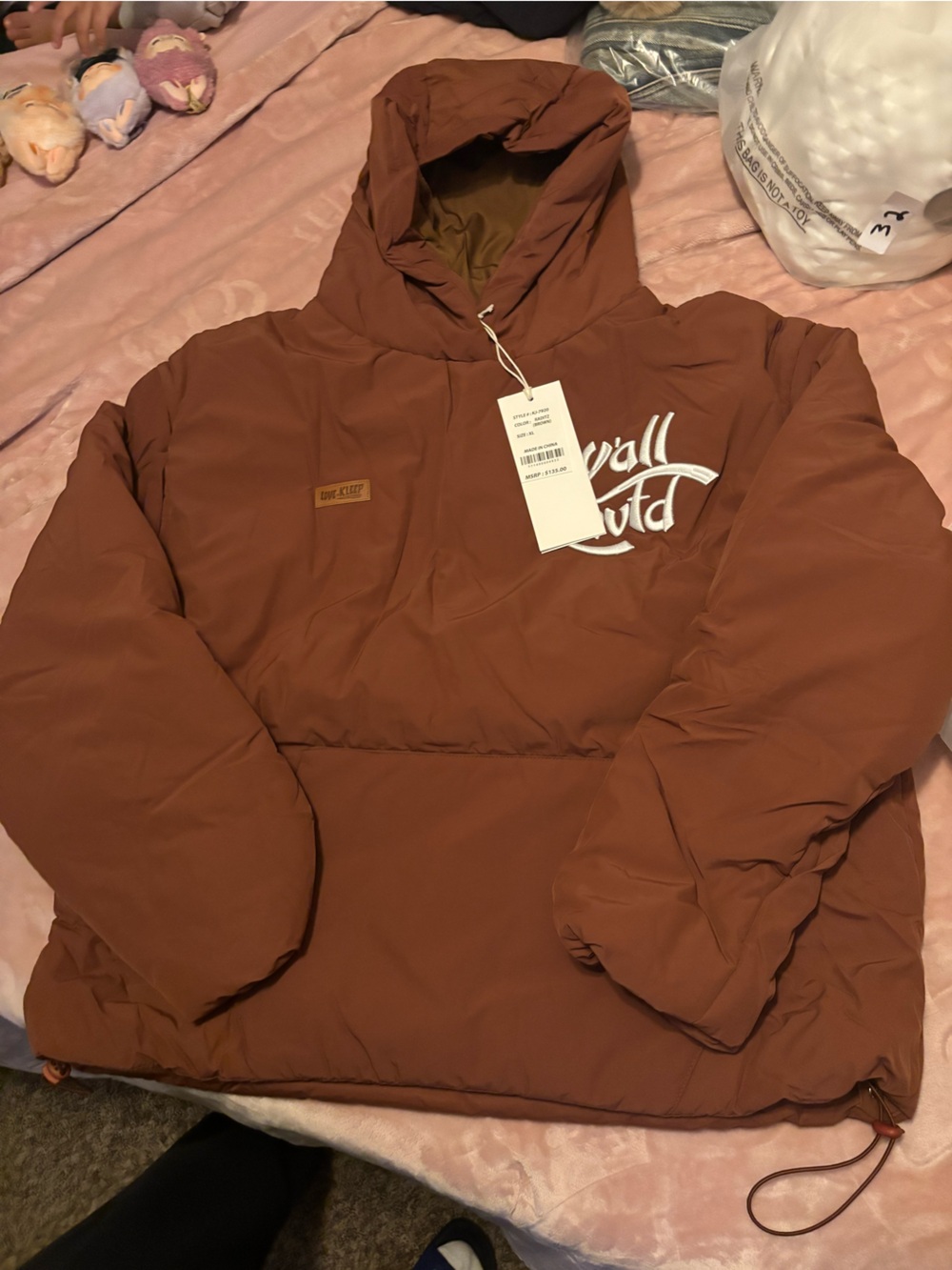 Cozy Hooded Puffer Jacket in Rust Brown - Yall valid